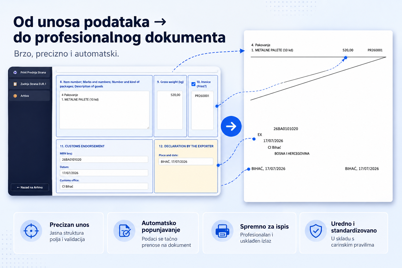 Od unosa podataka do profesionalnog EUR.1 dokumenta u eŠpediciji